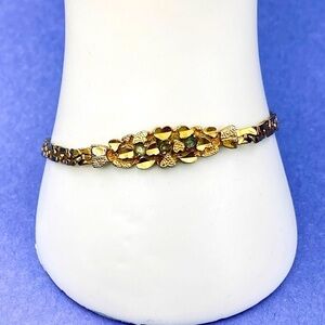 Gold nugget Green Gemstone vintage chain bracelet